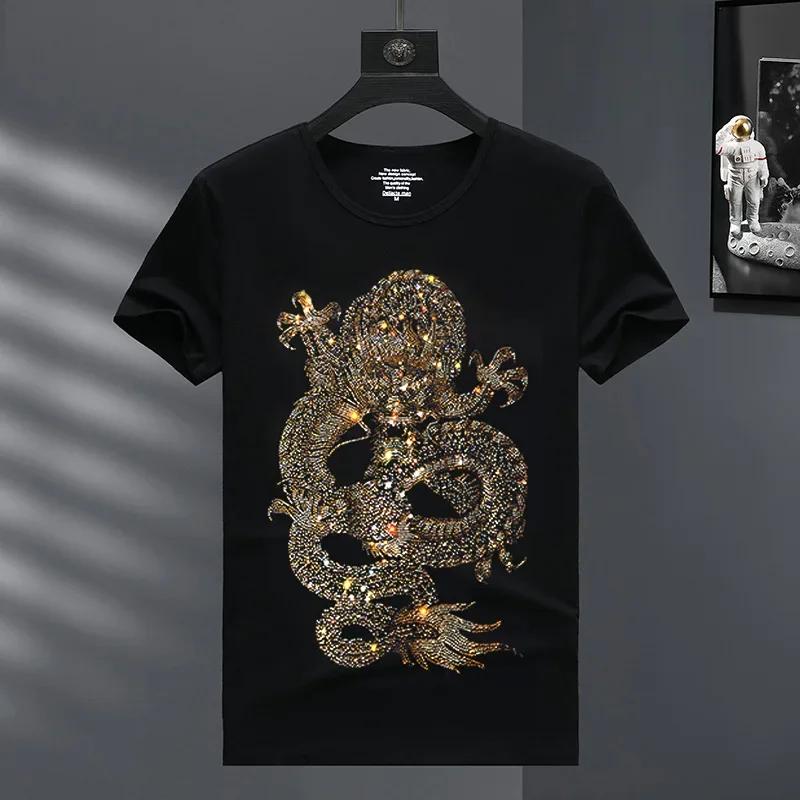 Cartoon Dragon Rhinestones T Shirts Men Summer Tops Fashion Streetwear Short Sleeve O Neck Slim T-shirt Man Camisetas De Hombre
Cartoon Dragon Rhinestones T Shirts Men Summer Tops Fashion Streetwear Short Sleeve O Neck Slim T-shirt Man Camisetas De Hombre