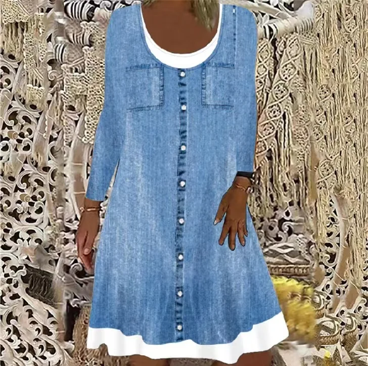 2024 Spring Cowboy Style Women's Dresse Blue Pockets Button Long Sleeves A-line Dresses Female Trendy Elegant Ladies Clothes
2024 Spring Cowboy Style Women's Dresse Blue Pockets Button Long Sleeves A-line Dresses Female Trendy Elegant Ladies Clothes