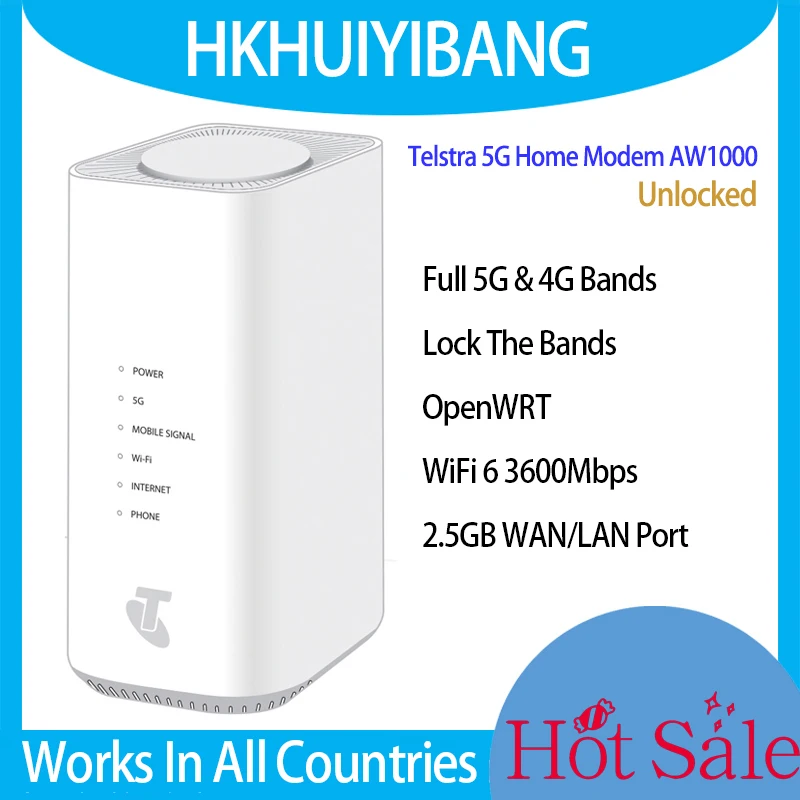 Arcadyan Telstra 5G Home Modem QWRT AW1000 X55 WiFi 6 AX3600 Lock Band 5G 4G LTE CPE Wireless WiFi OpenWrt Router With Sim Card
Arcadyan Telstra 5G Home Modem QWRT AW1000 X55 WiFi 6 AX3600 Lock Band 5G 4G LTE CPE Wireless WiFi OpenWrt Router With Sim Card