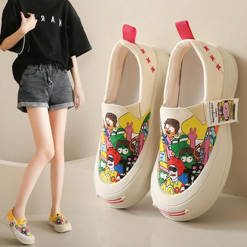 Women Platform Vulcanized Shoes 2024 New Woman Thick Sole Canvas Loafers Fashion Graffiti Sneakers Outdoor Flats Sports Shoes
Women Platform Vulcanized Shoes 2024 New Woman Thick Sole Canvas Loafers Fashion Graffiti Sneakers Outdoor Flats Sports Shoes