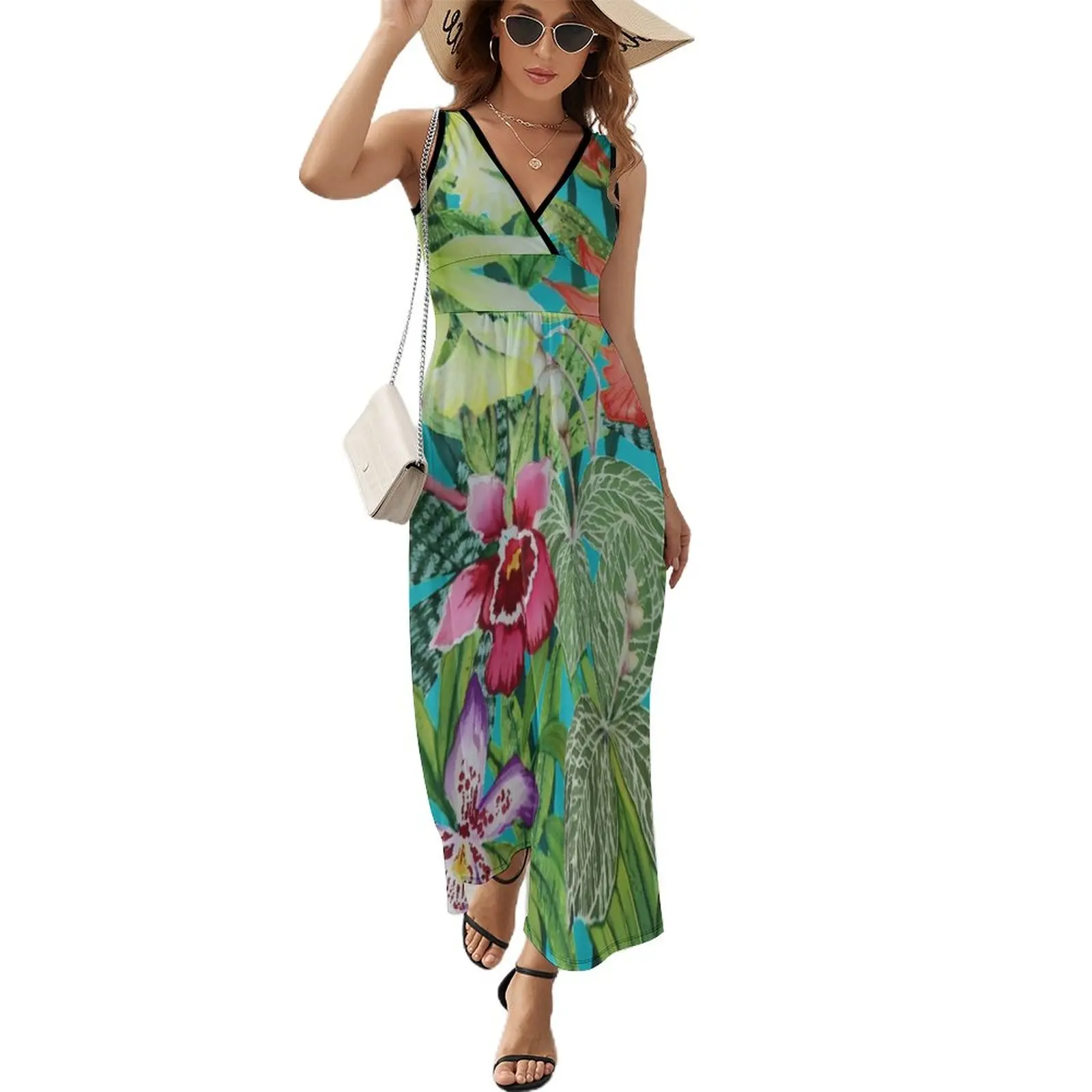 Orchids Painted on Silk Sleeveless Dress Clothing female evening dresses women clothing women summer 2024
Orchids Painted on Silk Sleeveless Dress Clothing female evening dresses women clothing women summer 2024