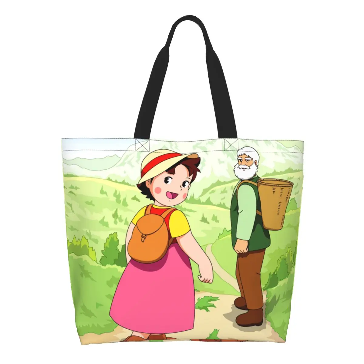 Reusable Heidi And Grandfather Shopping Bag Women Canvas Shoulder Tote Bag Portable Alps Mountain Cartoon Grocery Shopper Bags
Reusable Heidi And Grandfather Shopping Bag Women Canvas Shoulder Tote Bag Portable Alps Mountain Cartoon Grocery Shopper Bags
