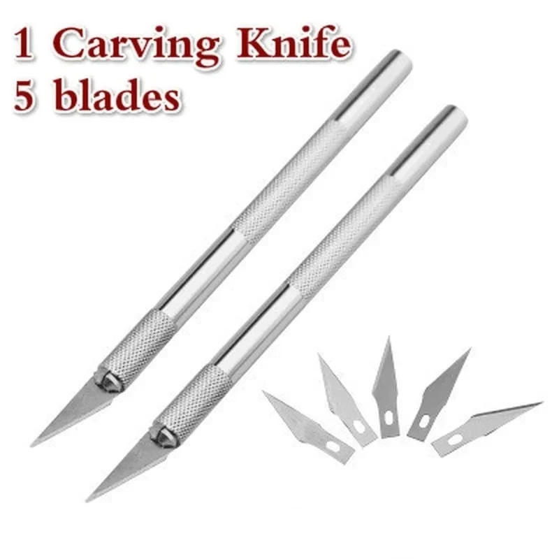 

Engraving Non-Slip Metal Scalpel Knife Kit Engraving +5pcs Blades 11# Cutter Craft Knives DIY Sewing Leathercraft Cutting Tools