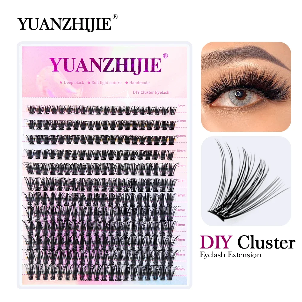 

YUANZHIJIE DIY Eyelashes Clusters 10D/20D/30D/40D Premade Fan Lash Extension Individual Heat Bonded Cluster Lashes Natural Soft