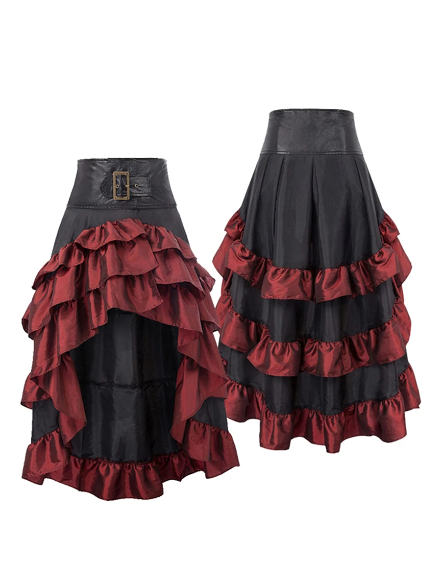 

Женская винтажная юбка в викторианском стиле, юбка с высокой талией, оборками и поясом в средневековом стиле эпохи Возрождения