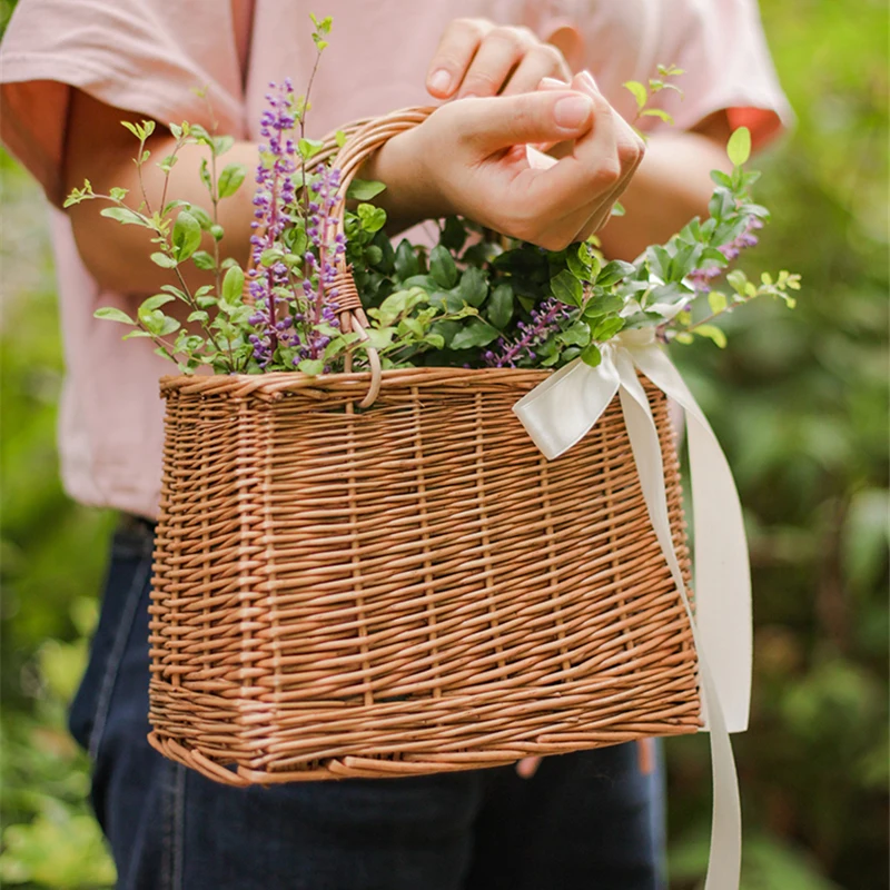 Willow Woven Hand-Held Flower Basket European Pastoral Flower Basket Home Storage Organizer Party Picnic Basket Meat Flowerpot
Willow Woven Hand-Held Flower Basket European Pastoral Flower Basket Home Storage Organizer Party Picnic Basket Meat Flowerpot