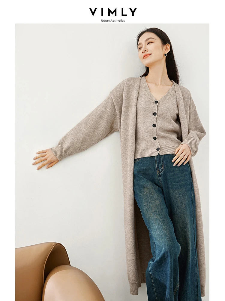 Vimly Knitted 2 Piece Sets Women Outfit Sleeveless V-neck Knit Cardigan Loose Long Sleeve Sweater 2023 Fall Female Clothes 16177
Vimly Knitted 2 Piece Sets Women Outfit Sleeveless V-neck Knit Cardigan Loose Long Sleeve Sweater 2023 Fall Female Clothes 16177