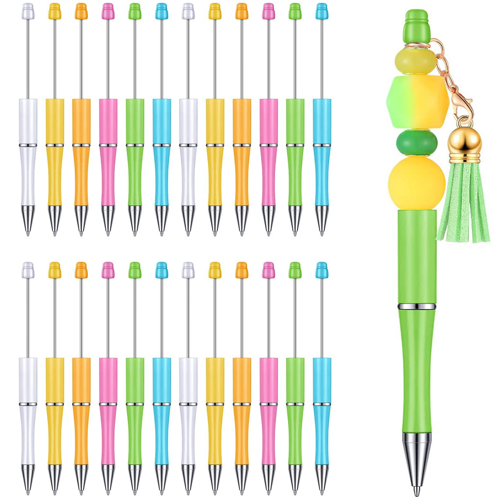 

24Pcs Beaded Ballpoint Pen Ballpoint DIY Pens Manufacturers Beaded Plastic Beadable Pens Wholesale Student Gift