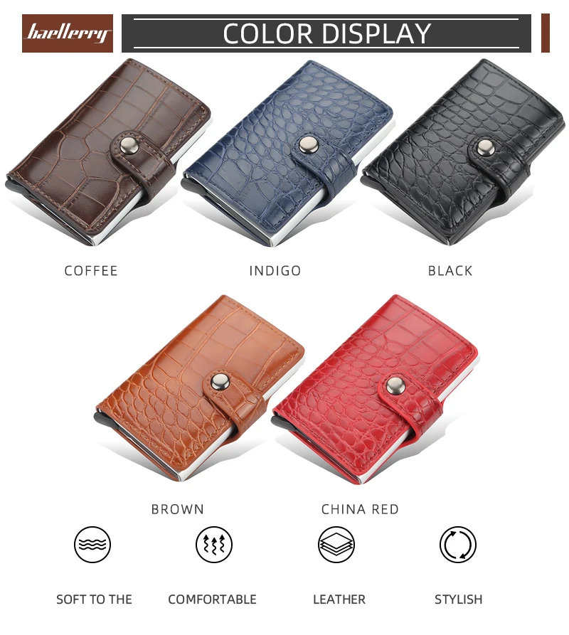 2022 New Business ID Credit Card Holder Men and Women Metal RFID Vintage Aluminium Box PU Leather Card Wallet Note Carbon 2022 New Business ID Credit Card Holder Men and Women Metal RFID Vintage Aluminium Box PU Leather Card Wallet Note Carbon