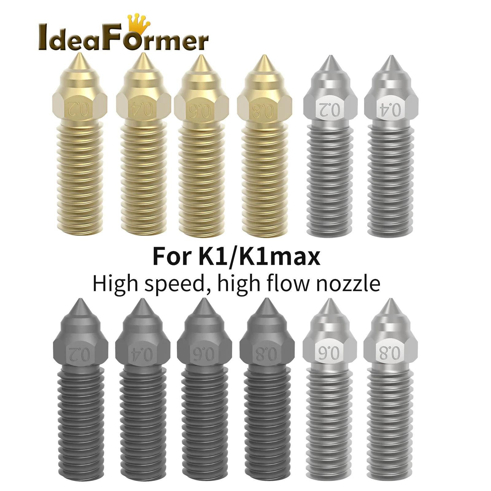 For K1 Nozzle 0.2/0.4/0.6/0.8mm Brass Nozzle 3D Printer Parts Hardened Steel Nozzle Kit Non Stick Filament for Creality K1 Max
For K1 Nozzle 0.2/0.4/0.6/0.8mm Brass Nozzle 3D Printer Parts Hardened Steel Nozzle Kit Non Stick Filament for Creality K1 Max
