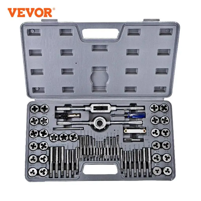 VEVOR 60 PCS Tap and Die Set Carbon Steel Hand Threading Tool With Screw Pitch Gauge Screwdriver Wrench for Module Metalworking
VEVOR 60 PCS Tap and Die Set Carbon Steel Hand Threading Tool With Screw Pitch Gauge Screwdriver Wrench for Module Metalworking