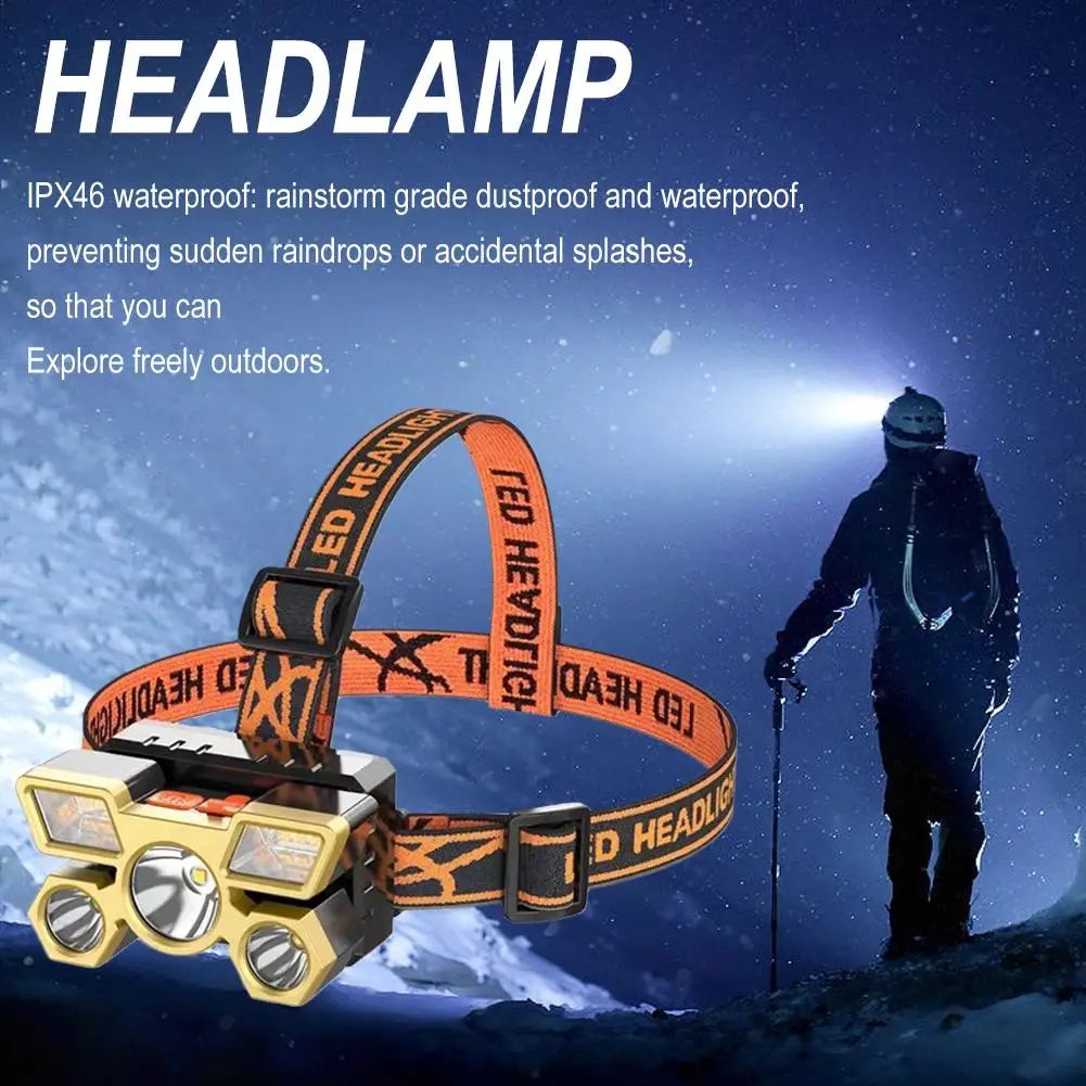 Strong Headlight Rechargeable Ultra Bright Long Range Lighting Field Headlights Minelight Night Five Outdoor Headworn G8J4
Strong Headlight Rechargeable Ultra Bright Long Range Lighting Field Headlights Minelight Night Five Outdoor Headworn G8J4