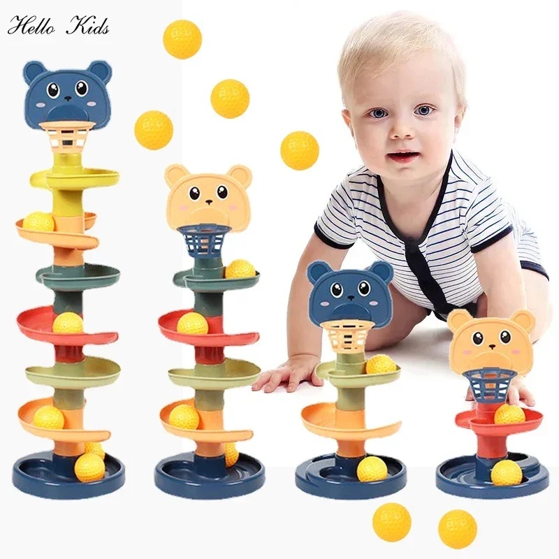 

2-7 Layes Track Rolling Ball Pile Tower Early Educational Toy for Babies Rotating Track Educational Stacking Toy for Kids Gift