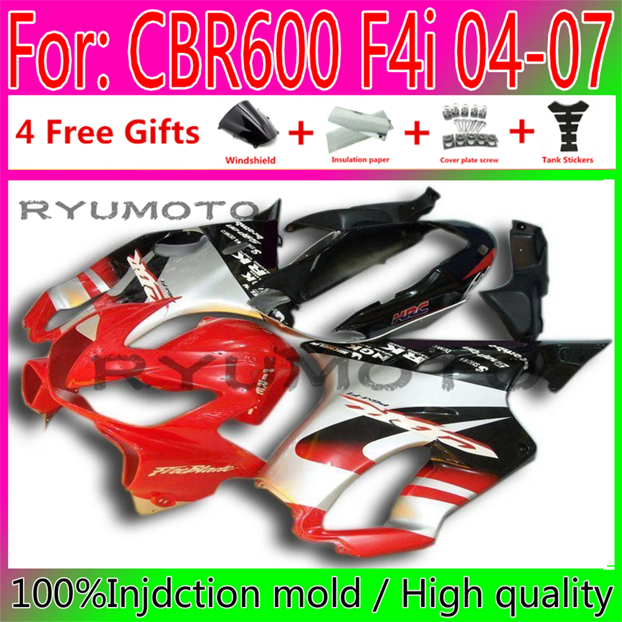 Motorcycle Injection Mold Fairings Kit Fit for HONDA CBR 600 F4i 04 05 06 07 CBR600 2004 2005 2006 2007 fairing
Motorcycle Injection Mold Fairings Kit Fit for HONDA CBR 600 F4i 04 05 06 07 CBR600 2004 2005 2006 2007 fairing