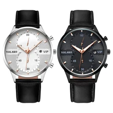 

Casual Luxury Men's Calendar VIP Watch Large Dial Brown Leather Analogue Quartz Watch Fashion Business Watch For Men Clock Black