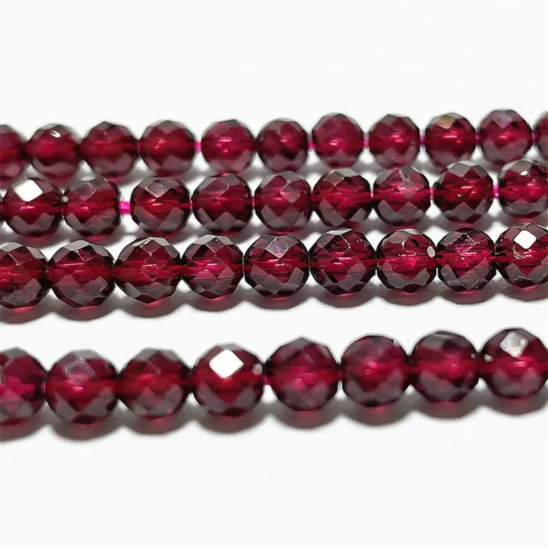 

100% Natural Red Garnet Stone Quartz Faceted Pyrope Crystal Gemstone Loose Bead 2/3/4MM For Jewelry Making DIY Bracelet Necklace