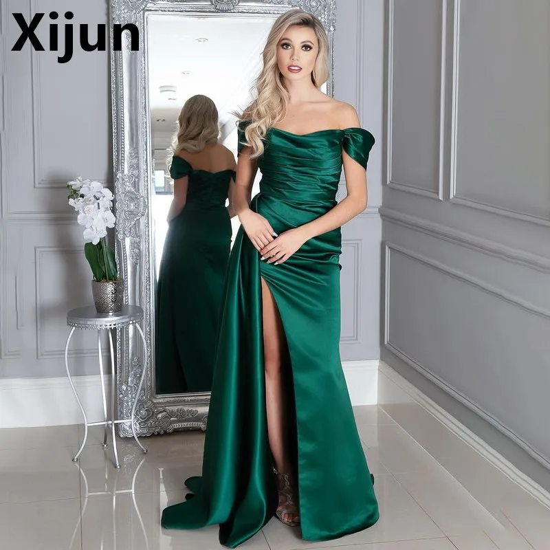 Eightale Emerald Green Prom Dresses 2023 High Slit Off Shoulder Pleated Party Gowns Customized Floor Length Evening Gown
Eightale Emerald Green Prom Dresses 2023 High Slit Off Shoulder Pleated Party Gowns Customized Floor Length Evening Gown