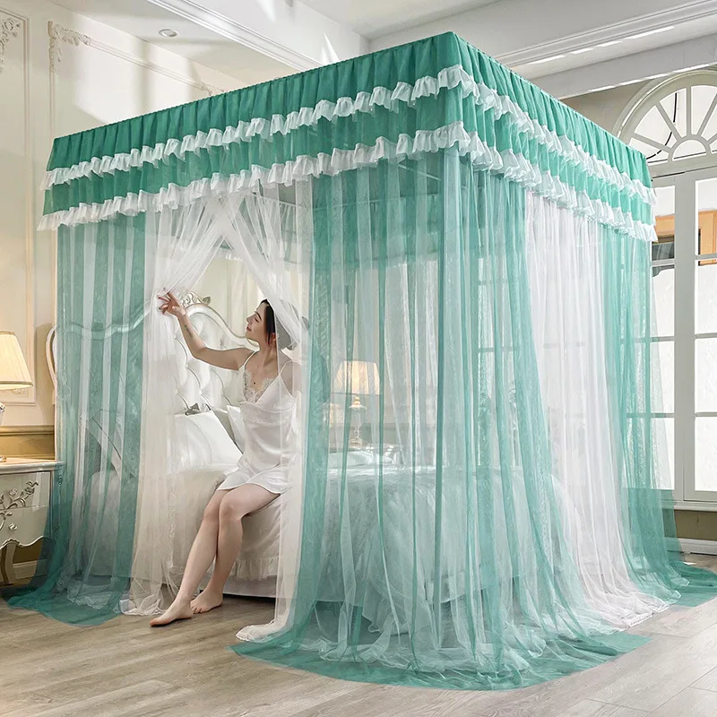 

luxury double gauze piano lacquer bracket3 door bed palace mosquito net anti-mosquito large space 2.0m high magic mosquito net