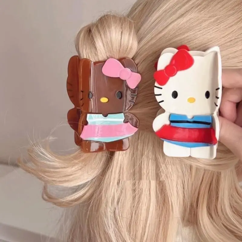 

Kawaii Hello Kitty Женская модная заколка для волос мультфильм аниме девушка макияж Y2K большой размер уксусная кислота заколки для волос аксессуары для волос подарок
