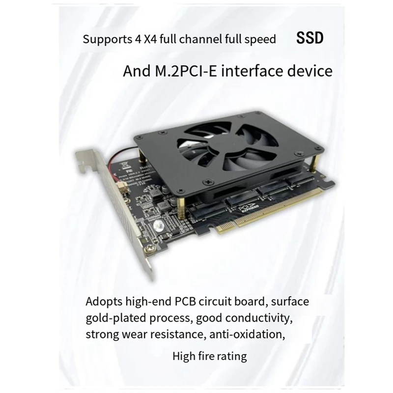 

PCIEX16 NVME M2 MKEY SSD RAID Array Плата расширения материнская плата PCIE разделенная карта с охлаждающим вентилятором долговечная простая установка