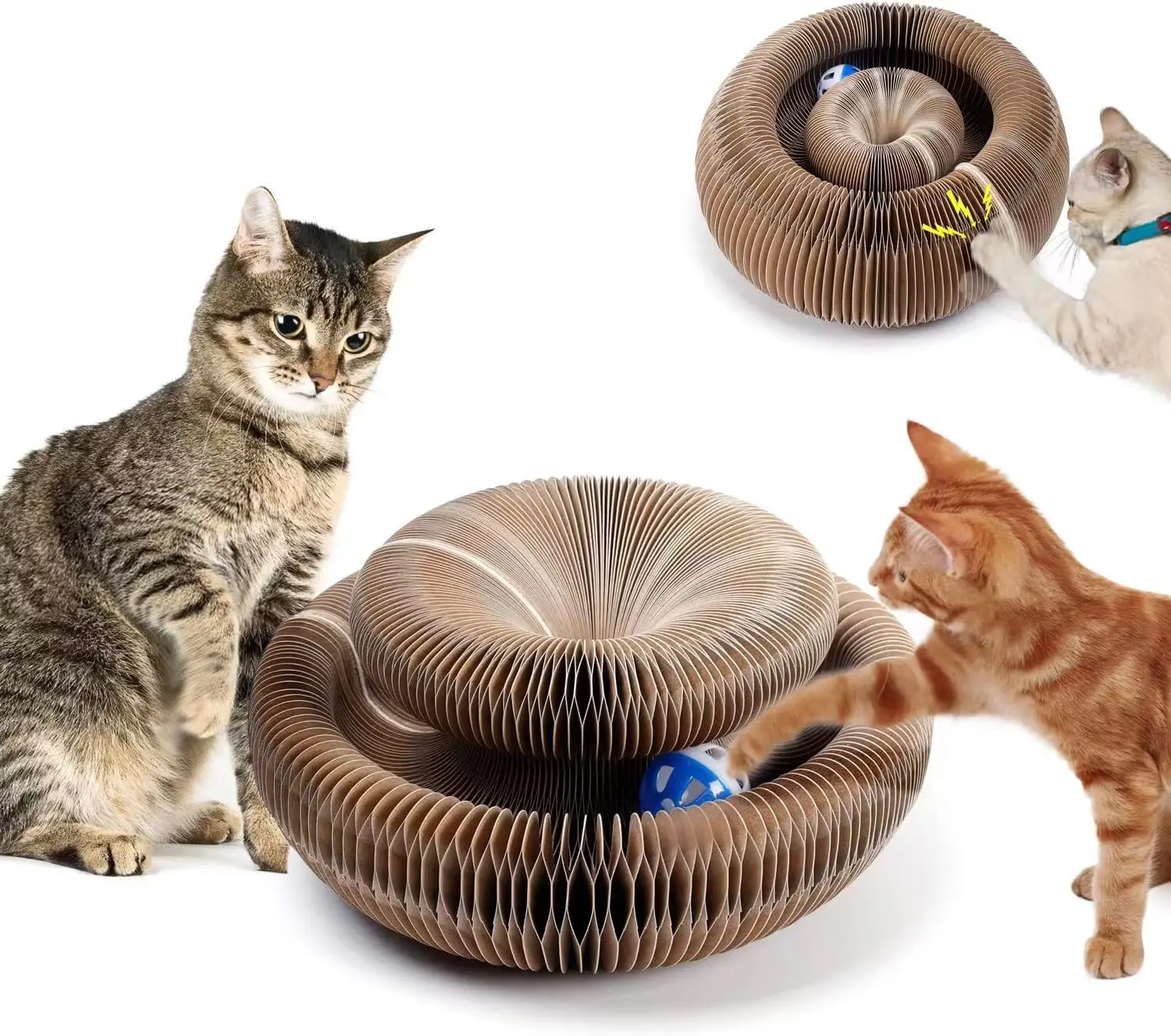 Hot selling cat scratching boards folding Magic Organ cat toy with ball corrugated paper board for cat grinding claw 
Hot selling cat scratching boards folding Magic Organ cat toy with ball corrugated paper board for cat grinding claw