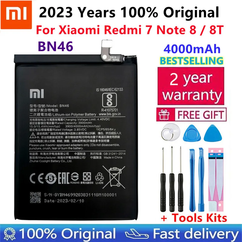 100% Original Replacement 4000mAh BN46 Battery For Xiaomi Redmi 7 Note8 Note 8 8T Phone Battery Bateria Batterie AKKU Free Tools
100% Original Replacement 4000mAh BN46 Battery For Xiaomi Redmi 7 Note8 Note 8 8T Phone Battery Bateria Batterie AKKU Free Tools