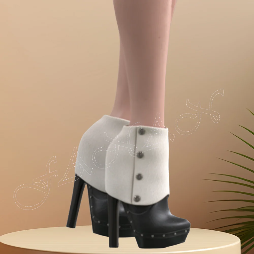 Black and White Rivet Decor Platform Boots Round Toe High Heel Shoes for Women Round Toe Shoes 2023 Fashion Zapatos Para Mujere
Black and White Rivet Decor Platform Boots Round Toe High Heel Shoes for Women Round Toe Shoes 2023 Fashion Zapatos Para Mujere