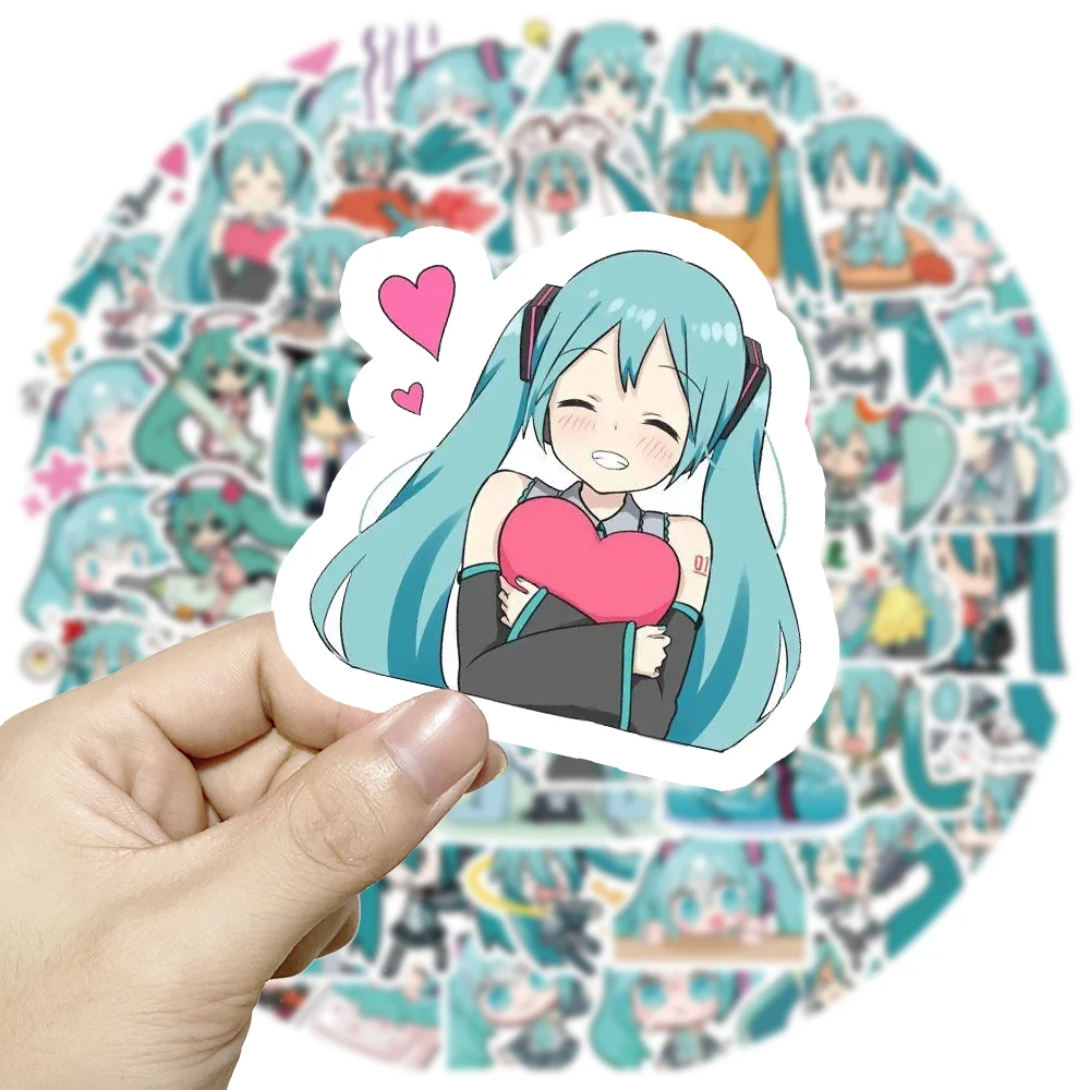 

10/65Pcs Kawaii Chibi Anime Stickers Hatsune Miku Pack Suitcase Luggage Laptop Phone Skateboard Cartoon Stickers Kid GIft Toy