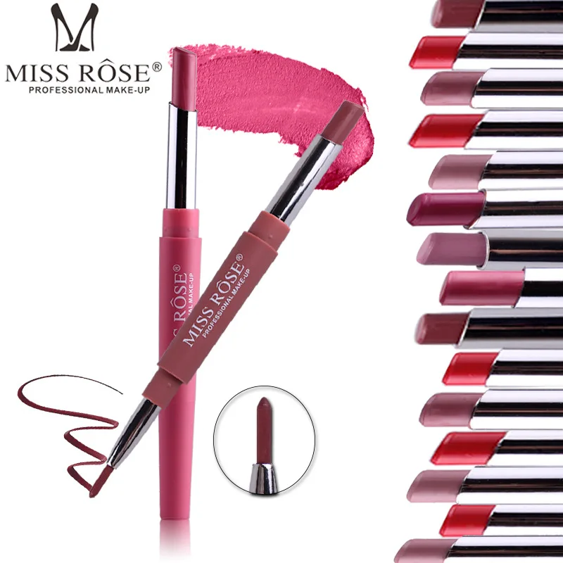 

MISS ROSE Multi-function Double-ended Lipstick Pen With a Lipstick Pen a Lip Liner Pen Convenient Stylish Longlasting Waterproof