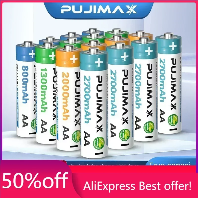 PUJIMAX Rechargeable Batteries - 5 and 7 Sizes, 1.2V Ni-MH for Alarm Clock, Toy, Mouse
PUJIMAX Rechargeable Batteries - 5 and 7 Sizes, 1.2V Ni-MH for Alarm Clock, Toy, Mouse