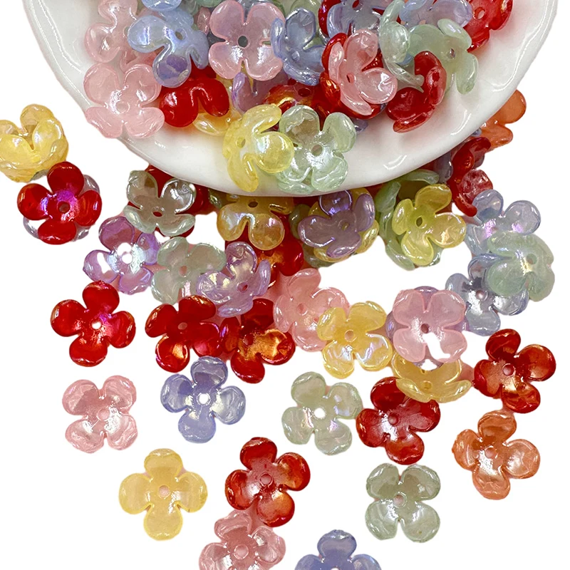 

10mm 80pcs Bright AB Color Petal Beads Acrylic Bead Caps Handmade Materials Accessories Fashion Small Hairpin Earring