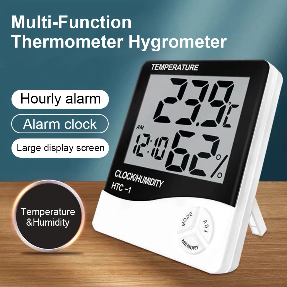 Hydrometer Thermometer Digital Alarm Clock Temperature Humidity Meter with LCD Display Home Calendar Battery Operated
Hydrometer Thermometer Digital Alarm Clock Temperature Humidity Meter with LCD Display Home Calendar Battery Operated