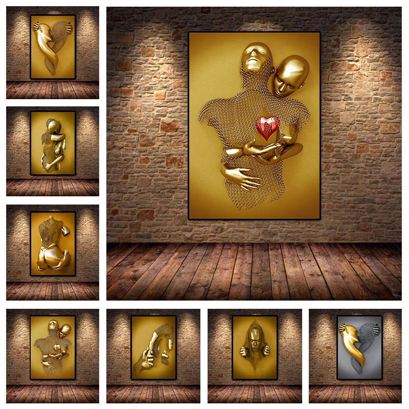Golden Modern Lovers Sculpture Metal Figure Statue Art Canvas Painting Poster and Print Wall Pictures for Living Room Home Decor
Golden Modern Lovers Sculpture Metal Figure Statue Art Canvas Painting Poster and Print Wall Pictures for Living Room Home Decor
