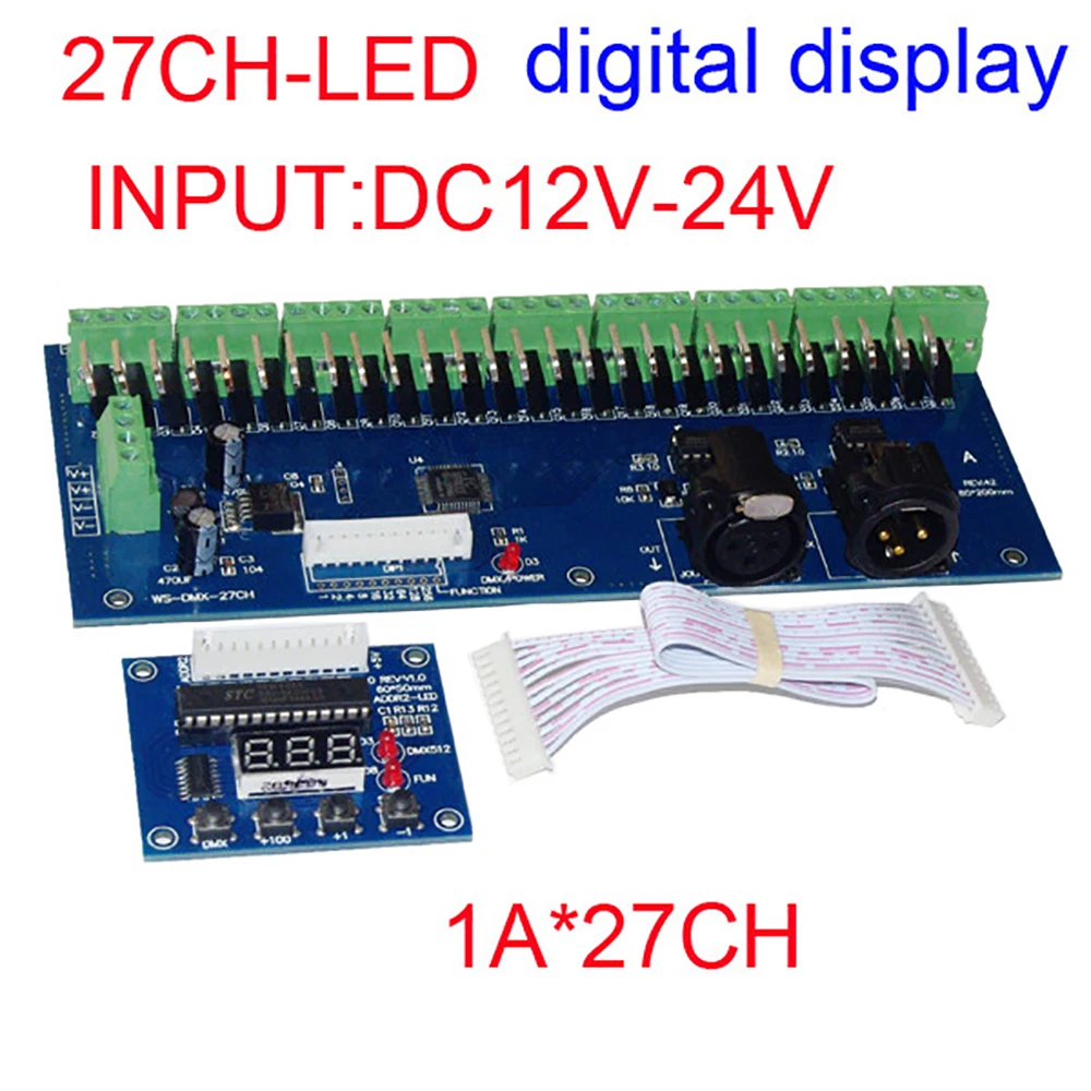 DMX-27CH-LED цифровой дисплей светодиодный диммер 1A * 27CH, декодер, RGB-контроллер для лампы
DMX-27CH-LED цифровой дисплей светодиодный диммер 1A * 27CH, декодер, RGB-контроллер для лампы