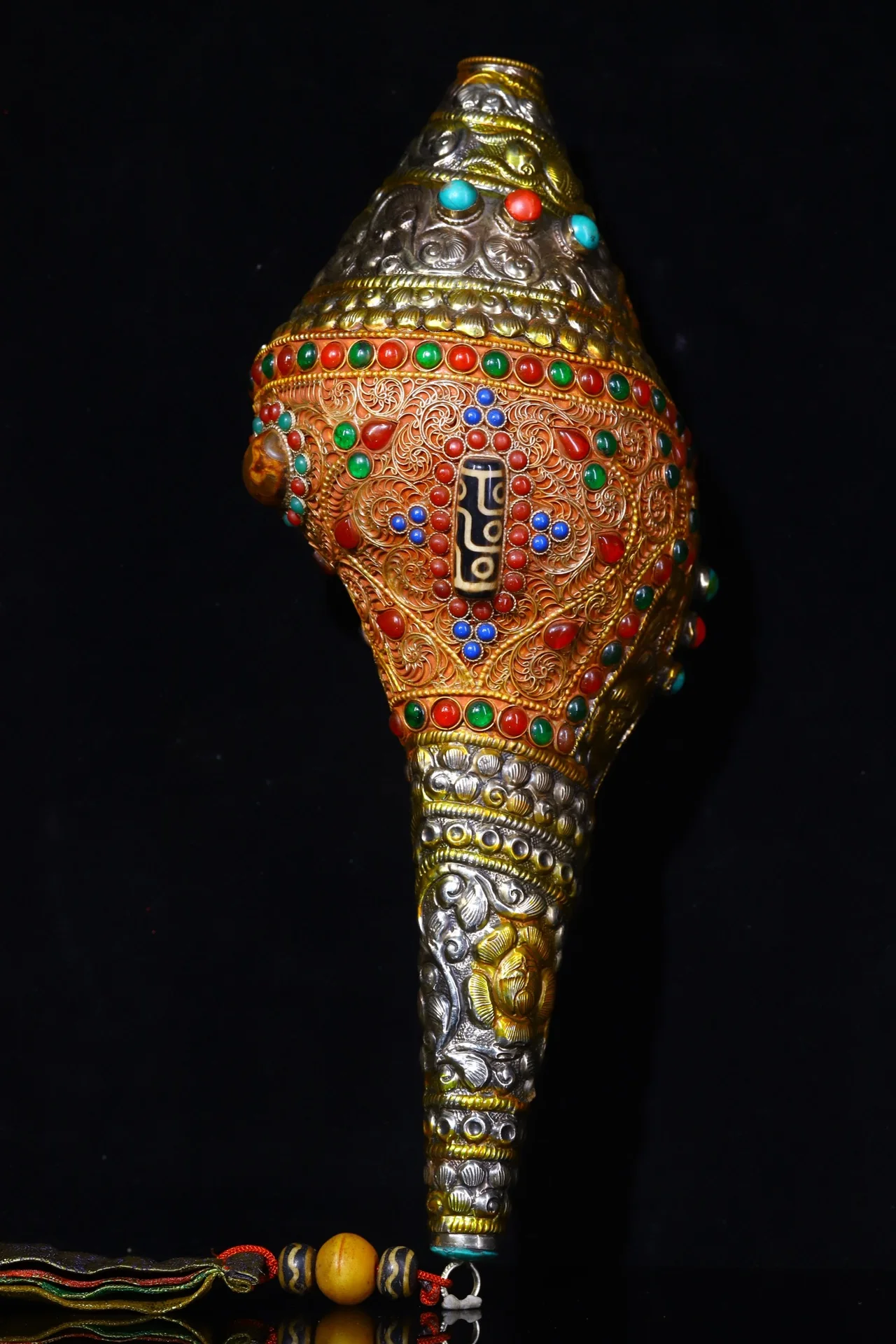 12"Tibetan Temple Collection Old Natural Conch Mosaic Gem gZi Beads Conch river Snail Amulet Dharma Town house
12"Tibetan Temple Collection Old Natural Conch Mosaic Gem gZi Beads Conch river Snail Amulet Dharma Town house