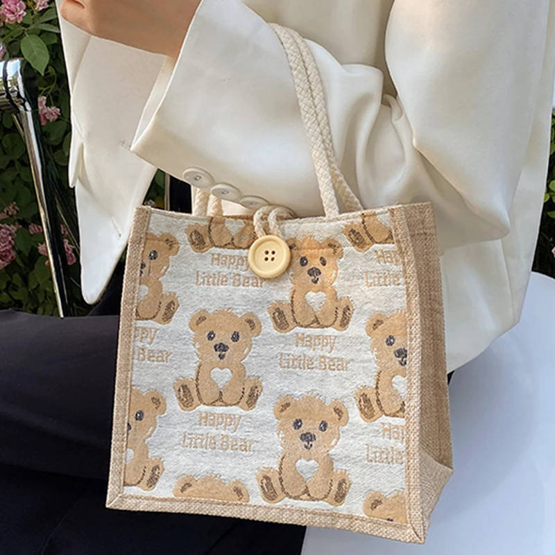 Cartoon Cute Bear Canvas Bag Portable Shopping Bag Large-capacity Students Women Tote Bag Travel Shoulder Cloth Bag Handbag
Cartoon Cute Bear Canvas Bag Portable Shopping Bag Large-capacity Students Women Tote Bag Travel Shoulder Cloth Bag Handbag
