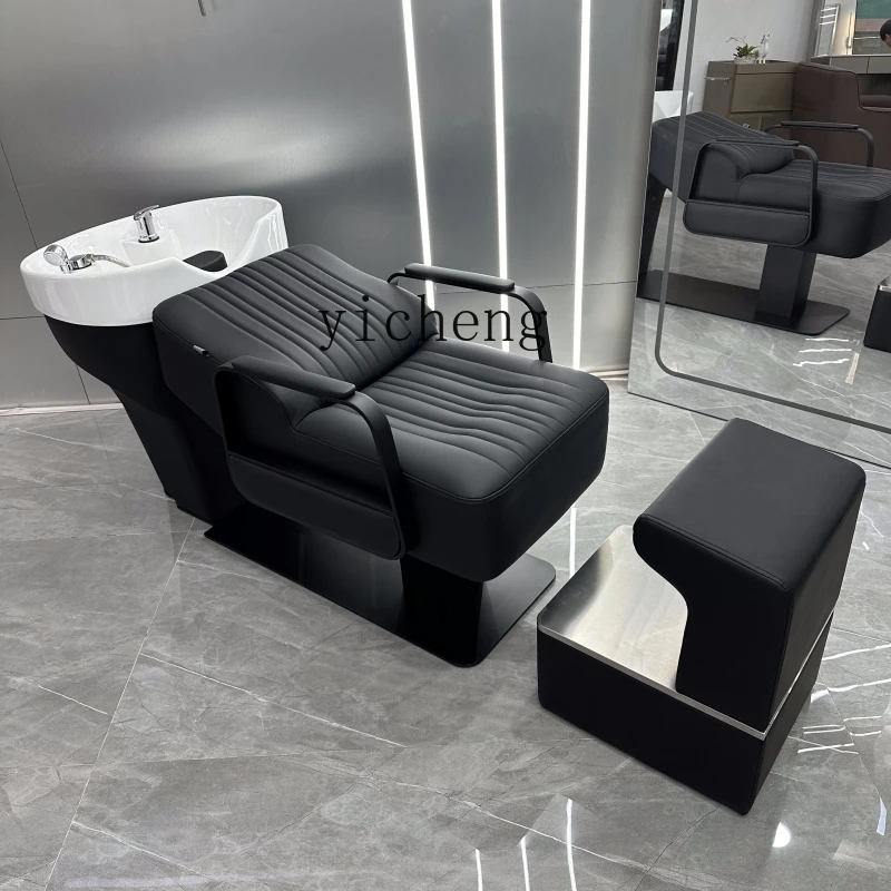 

Tqh Shampoo Chair Barber Shop for Hair Salon Half Lying Ceramic Basin Flushing Bed Celebrity Shop Same Style