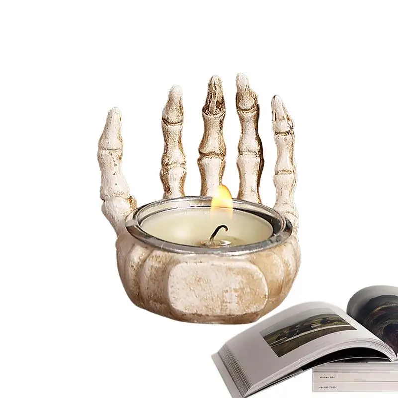 

Подсвечник для чая со скелетом, подсвечник из смолы, подсвечник для чайной свечи, Готический Декор, страшный скелет, череп, винтажный декоративный подсвечник из смолы