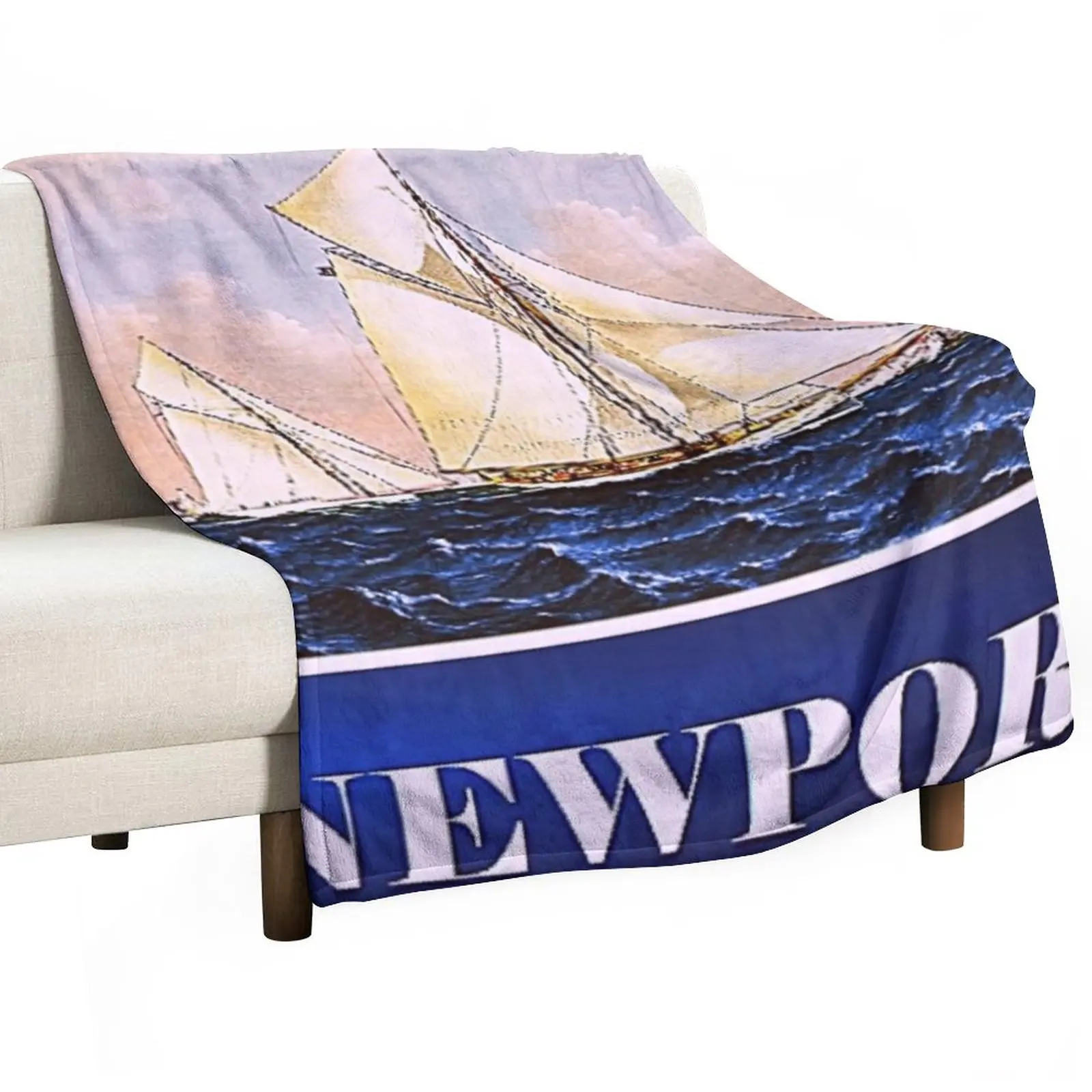 

New Vintage Discover Newport, Rhode Island Lithograph Wall Art #1 Throw Blanket anime Retro Blankets Beach Blanket