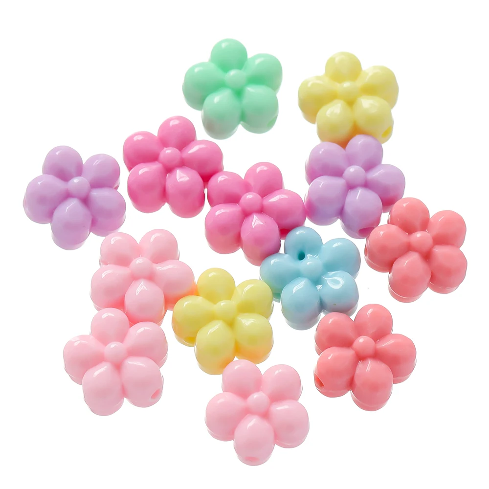 

10Pcs/Lot 15mm Flower Beads Acrylic Spacer Loose Bead for Necklace Bracelet Charms DIY Jewelry Making Findings Accessories