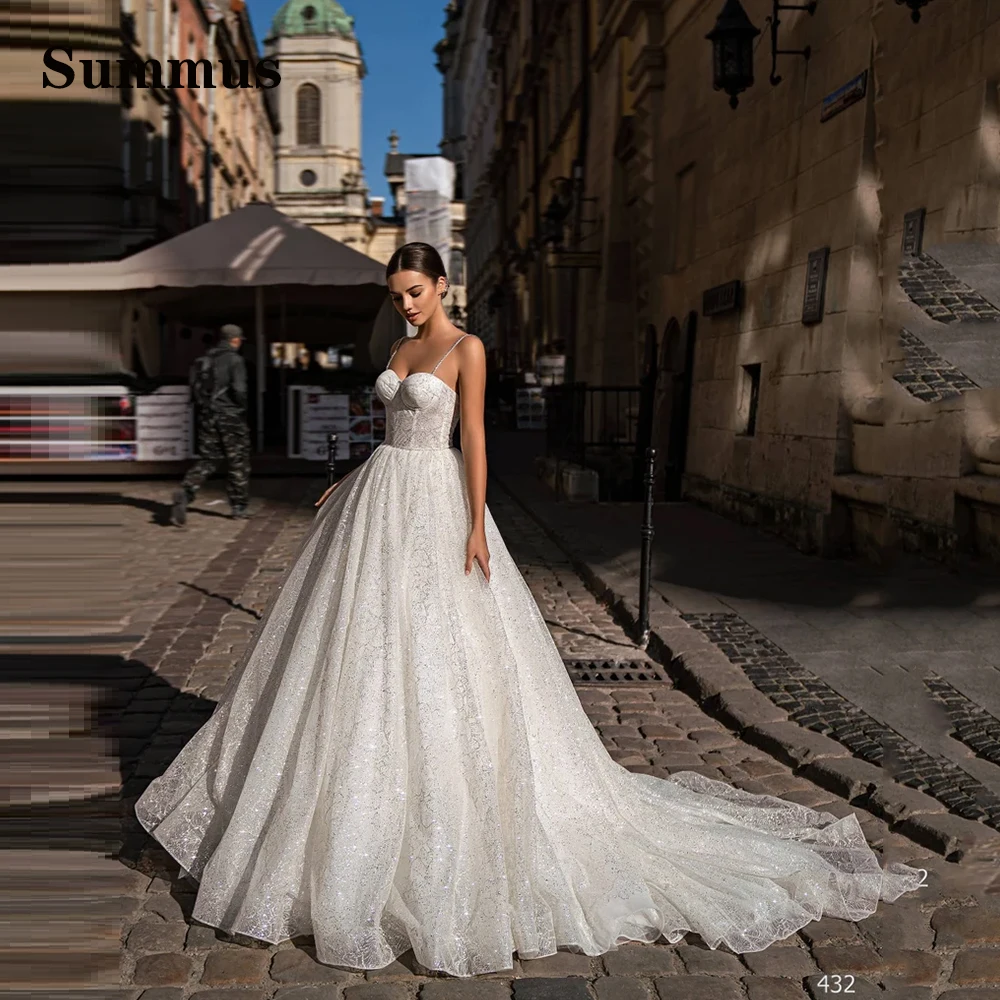 Summus Sparkly Spaghetti Straps Wedding Dresses Sweetheart long Bridal Gowns 2024 For Women A-Line Brides Gowns Train Vestidos
Summus Sparkly Spaghetti Straps Wedding Dresses Sweetheart long Bridal Gowns 2024 For Women A-Line Brides Gowns Train Vestidos