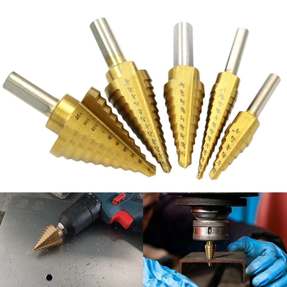5pcs Step Drill Set 4241 HSS Step Drill Bit Two-flute Pagoda Drill For Iron Plate Metal Insulation Plate Drilling Tools
5pcs Step Drill Set 4241 HSS Step Drill Bit Two-flute Pagoda Drill For Iron Plate Metal Insulation Plate Drilling Tools