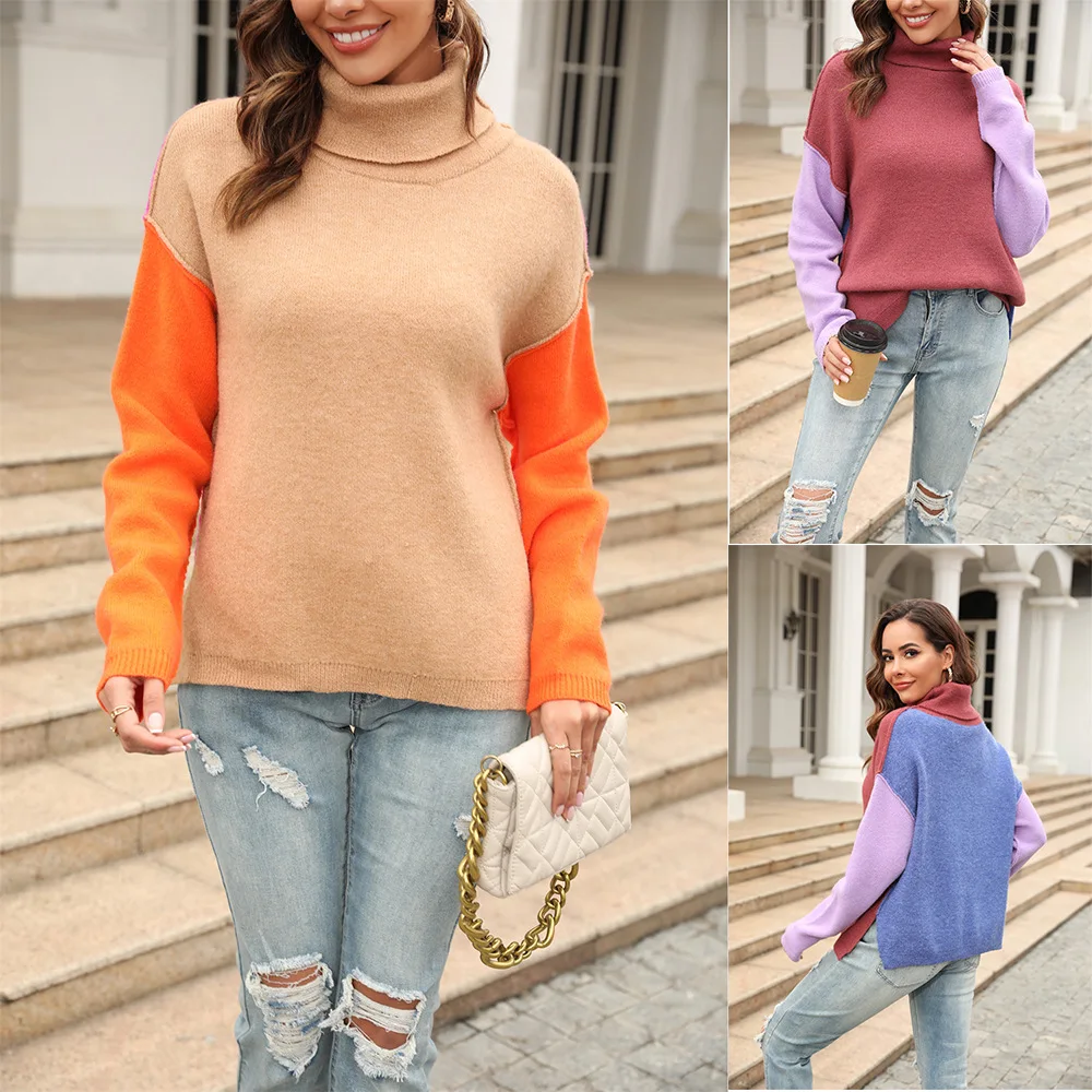 

Turtleneck Y2k O-neck Kintted Sweater Women Crochet Jumper Top E-girl Pullover Spring Autumn Winter Sueter Work Tops Jumpers