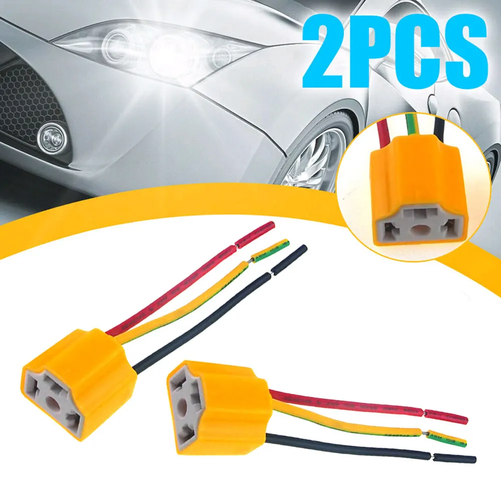 

2Pcs Car LED Headlight H4/HB2/9003 Ceramic Wire Wiring Harness Connector Sockets Adapter Plug Bulb Holder Car Lights Accessories