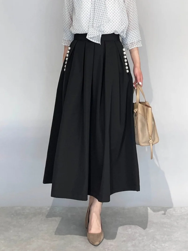 Pearls Pockets Design Elegant Skirts for Women High Waist A-line Pleated Skirt Summer 2023 Japanese New Solid Slim Mujer Faldas
Pearls Pockets Design Elegant Skirts for Women High Waist A-line Pleated Skirt Summer 2023 Japanese New Solid Slim Mujer Faldas