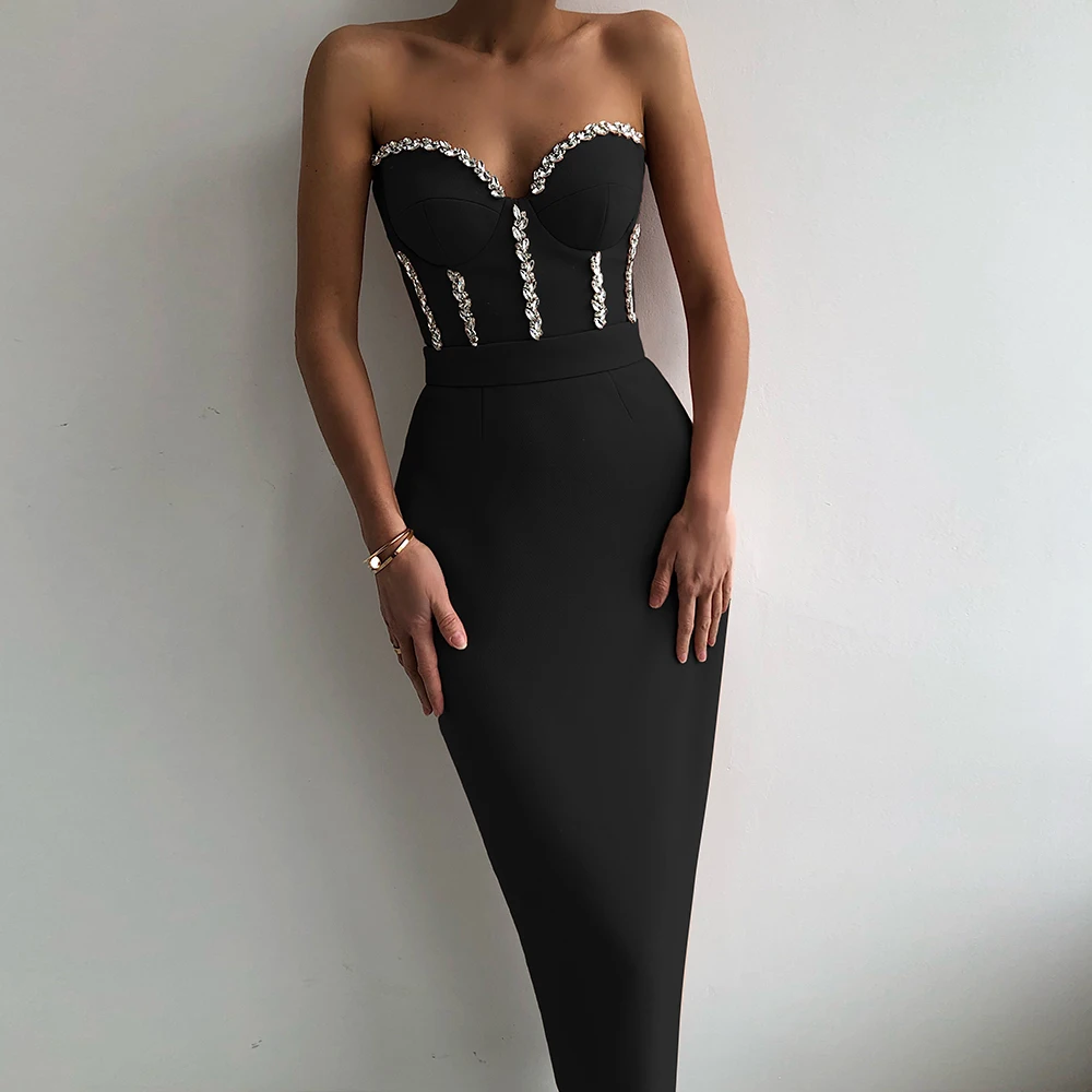 Women Summer Autumn Sexy Elegant Strapless Dress Bandage Bodycon Beading Party Evening Club Midi Dresses Clothes 2023 New
Women Summer Autumn Sexy Elegant Strapless Dress Bandage Bodycon Beading Party Evening Club Midi Dresses Clothes 2023 New