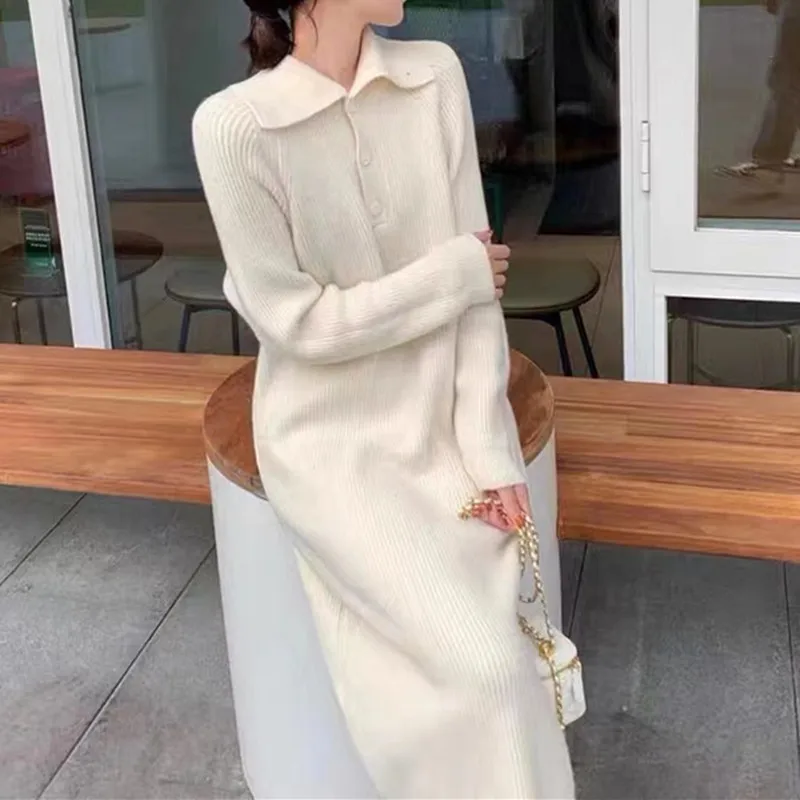 2023 Stand-up Collar Knitted Dress Women Autumn/winter New Long-sleeved Loose Inside The Bottoming Length
2023 Stand-up Collar Knitted Dress Women Autumn/winter New Long-sleeved Loose Inside The Bottoming Length
