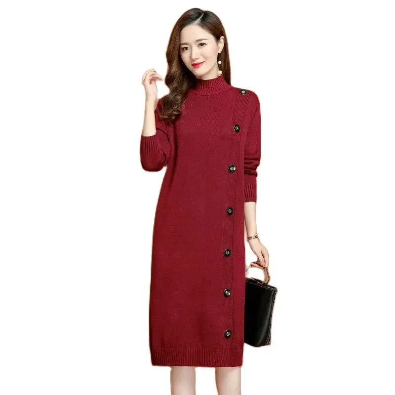 High-Quality Autumn Winter Half-Turtleneck Sweaters Dress Mid-Length Over The Knee Bottoming Dresses Women's Knitted Sweaters
High-Quality Autumn Winter Half-Turtleneck Sweaters Dress Mid-Length Over The Knee Bottoming Dresses Women's Knitted Sweaters