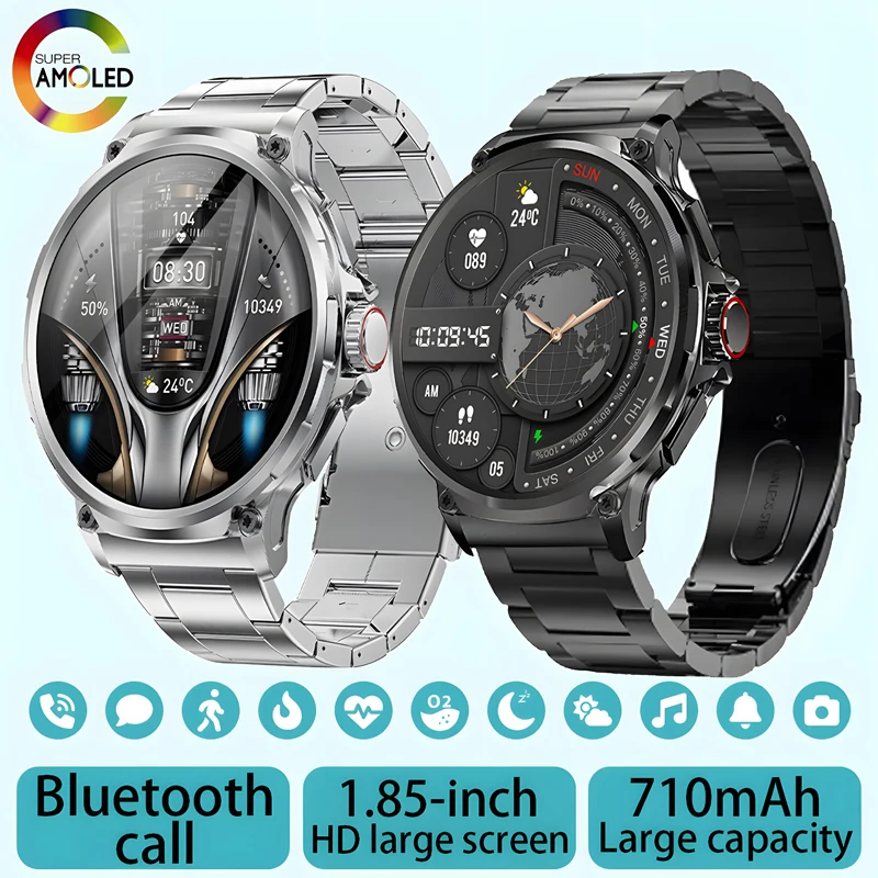 

2024 New Men Smartwatch 710mAh Big Battery Health Watch Tracking 1.85 Inch Bluetooth Call Music Smart Watch Men for Android iOS