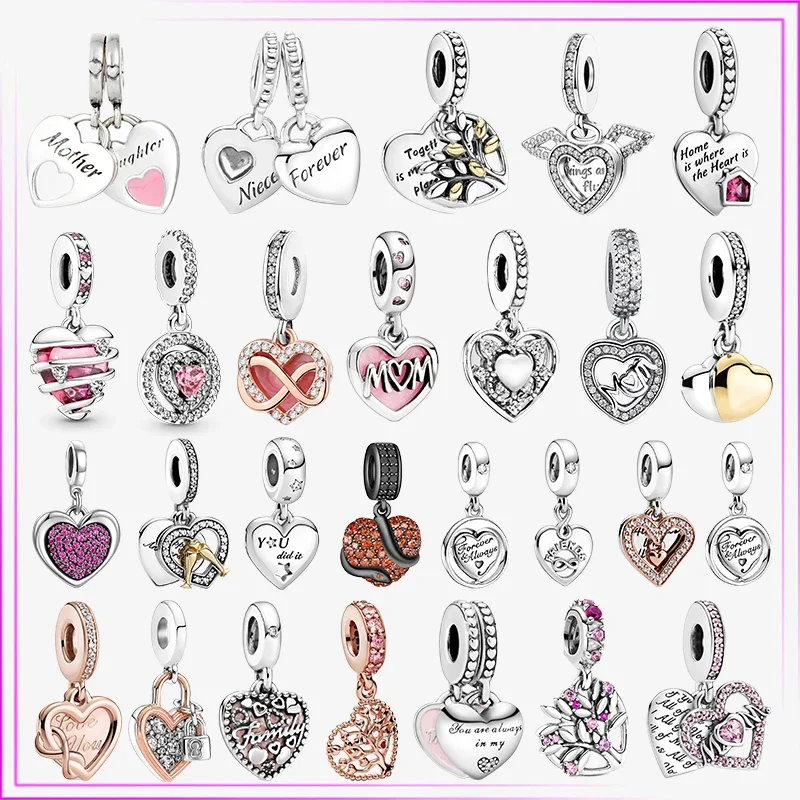 925 Sterling Silver Charm Heart Series Pendant For Original Charms DIY Bracelet Dad Mom Bead Sisters Gift Women Jewelry
925 Sterling Silver Charm Heart Series Pendant For Original Charms DIY Bracelet Dad Mom Bead Sisters Gift Women Jewelry